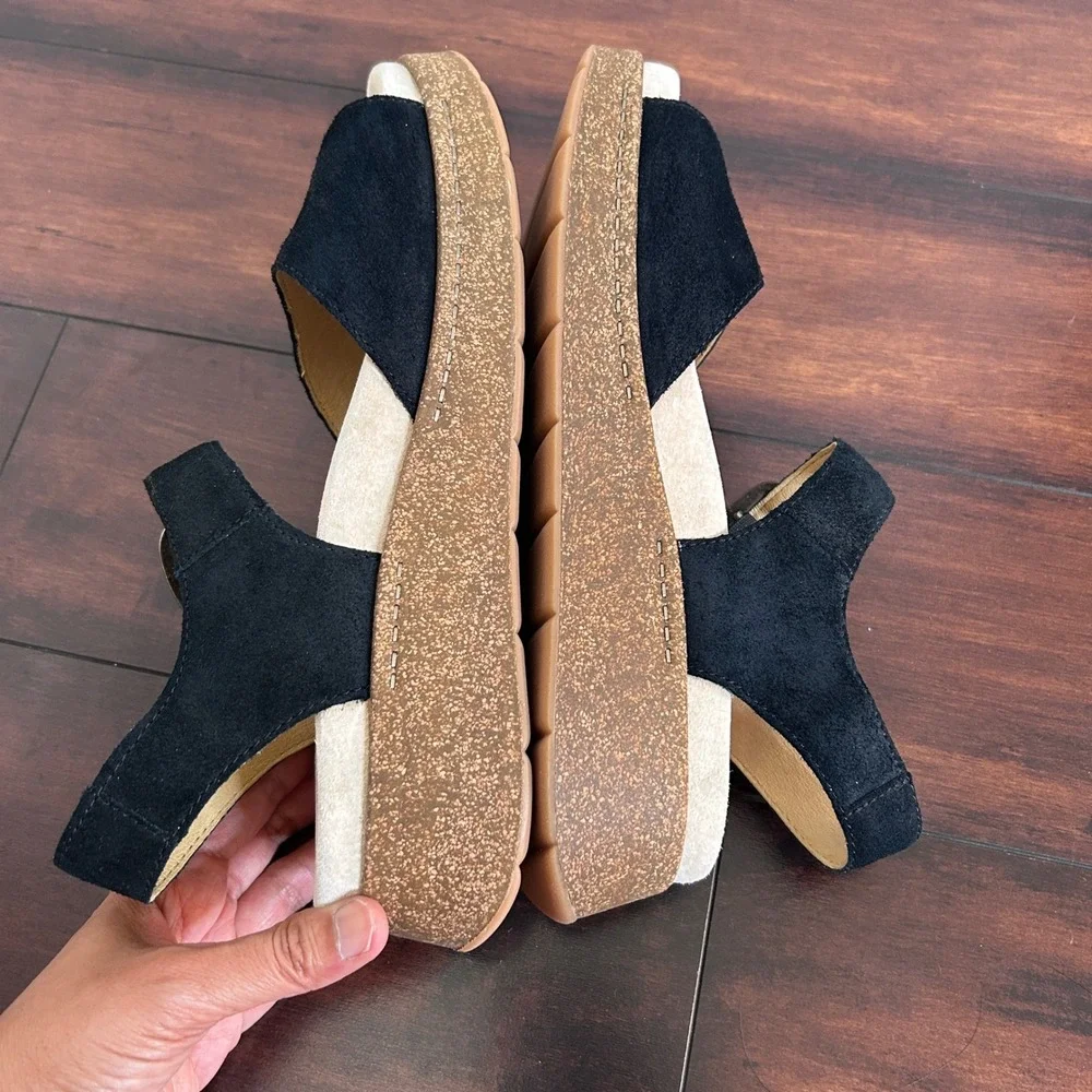 Dansko Bianca Chunky Platform Wedge Suede Sandals Women size 41 NWOB $150
